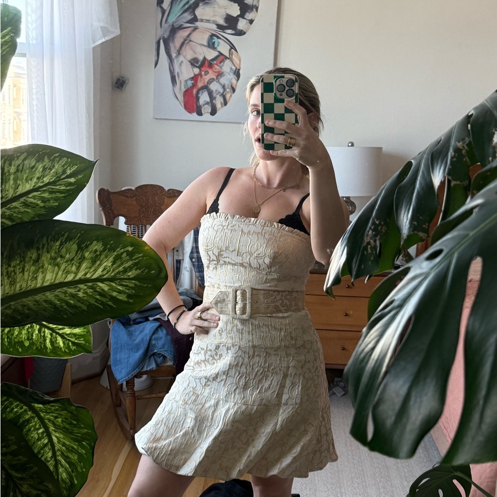 Elegant Gold and Cream BCBG Dress